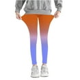 thumbnail image 1 of ZACPNCV Girls Athletic Leggings Kids Dance Running Yoga Pants Gradient Workout Active Dance Tights with Pockets Summer Pants Orange 5-6 Years, 1 of 7