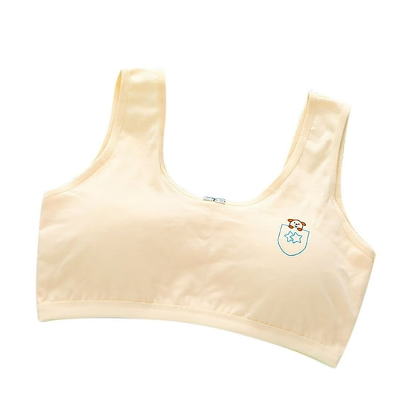 Meresysid Girls' Bras Children's Vests Girls' Developmental Underwear Comfortable And Breathable Vests Underwear Beige