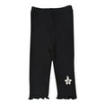 thumbnail image 1 of ZACPNCV Girls Capris Leggings Cotton Cropped Leggings School Uniform Pants with Floral Trim for Girls Black 2-3 Years, 1 of 5