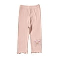 thumbnail image 1 of ZACPNCV Girls Capris Leggings Cotton Cropped Leggings School Uniform Pants with Floral Trim for Girls Pink 1-2 Years, 1 of 7
