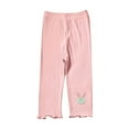 thumbnail image 1 of ZACPNCV Girls Capris Leggings Cotton Cropped Leggings School Uniform Pants with Floral Trim for Girls Pink 3-4 Years, 1 of 7