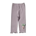 thumbnail image 1 of ZACPNCV Girls Capris Leggings Cotton Cropped Leggings School Uniform Pants with Floral Trim for Girls Purple 5-6 Years, 1 of 7