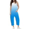 thumbnail image 1 of ZACPNCV Girls Casual Sleeveless Jumpsuits Gradient Spaghetti Strap Loose Romper Long Pants with Pockets Sky Blue 11-12 Years, 1 of 7