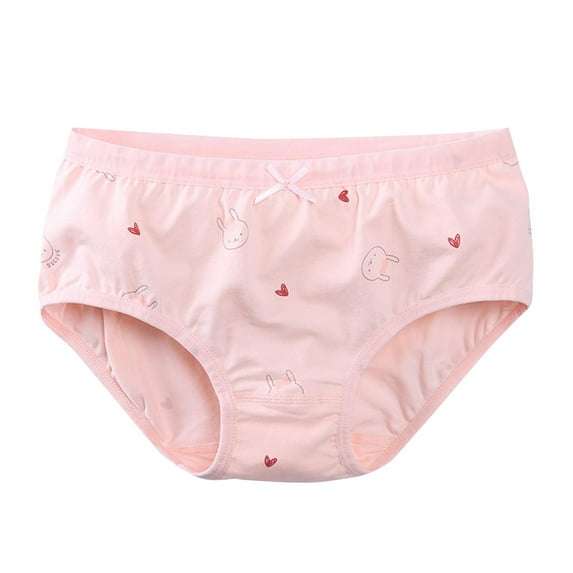 ZACPNCV Girls Cotton Underwear Medium Waist Briefs Anime Print Soft Breathable Underpants Pink 4-5 Years
