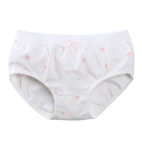 ZACPNCV Girls Cotton Underwear Medium Waist Briefs Anime Print Soft Breathable Underpants White 8-9 Years