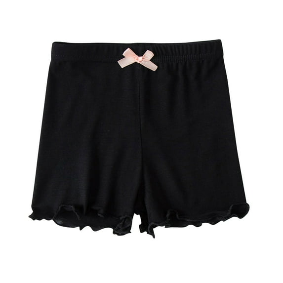 ZACPNCV Girls Dance Shorts Ruffle Solid Color Cotton Elastic Waist Under Dress Bike Short for Sports Play Under Skirt Breathable and Shorts Summer Clothes Black 5-6 Years
