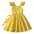 thumbnail image 1 of ZACPNCV Girls Dress Kid Ruffle Cap Sleeve Sleeve Sundress Backless Summer Toddler Girl Dresses Yellow 5-6 Years, 1 of 9