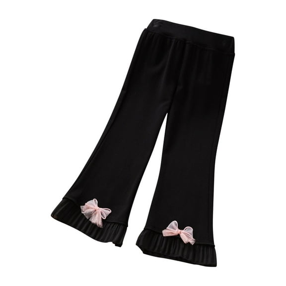 ZACPNCV Girls Flare Leggings High Waist Bell Bottoms Cropped Summer Flowy Lounge Stretchy for Girls Black 2-3 Years