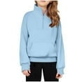 thumbnail image 1 of ZACPNCV Girls Half Zip Sweatshirt Fleece Quarter Zip Pullover Sweatshirts Fall Clothes for Teen Girls Thumb Hole Light Blue 13-14 Years, 1 of 8