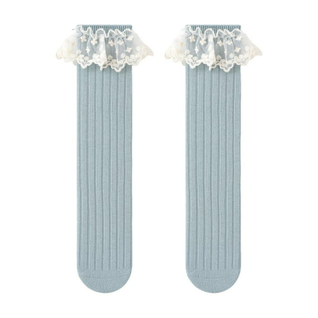 Non Slip Girl's Socks White Blue Set 2 Pcs main image 0