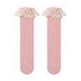 thumbnail image 1 of ZACPNCV Girls Knee-Highs Socks Solid Color Cotton Lace Ruffle Cable Knit Comfort Tights Stockings School Uniform Spring Fall Socks Pink Free Size, 1 of 6