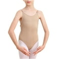 thumbnail image 1 of ZACPNCV Girls Long Sleeve Ballet Leotards One Piece Gymnatics Dance Kids Stretch Gymnastics Bodysuit Ballet Outfits Beige 4-7 Years, 1 of 9