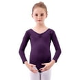 thumbnail image 1 of ZACPNCV Girls Long Sleeve Ballet Leotards One Piece Gymnatics Dance Kids Stretch Gymnastics Bodysuit Ballet Outfits Dark Blue 6-7 Years, 1 of 4