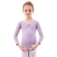 thumbnail image 1 of ZACPNCV Girls Long Sleeve Ballet Leotards One Piece Gymnatics Dance Kids Stretch Gymnastics Bodysuit Ballet Outfits Purple 6-7 Years, 1 of 5