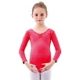 thumbnail image 1 of ZACPNCV Girls Long Sleeve Ballet Leotards One Piece Gymnatics Dance Kids Stretch Gymnastics Bodysuit Ballet Outfits Red 10-11 Years, 1 of 6