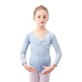 thumbnail image 1 of ZACPNCV Girls Long Sleeve Ballet Leotards Velvet One Piece Gymnatics Dance Kids Stretch Gymnastics Bodysuit Ballet Outfits Light Blue 8-9 Years, 1 of 9