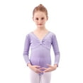 thumbnail image 1 of ZACPNCV Girls Long Sleeve Ballet Leotards Velvet One Piece Gymnatics Dance Kids Stretch Gymnastics Bodysuit Ballet Outfits Purple 8-9 Years, 1 of 7