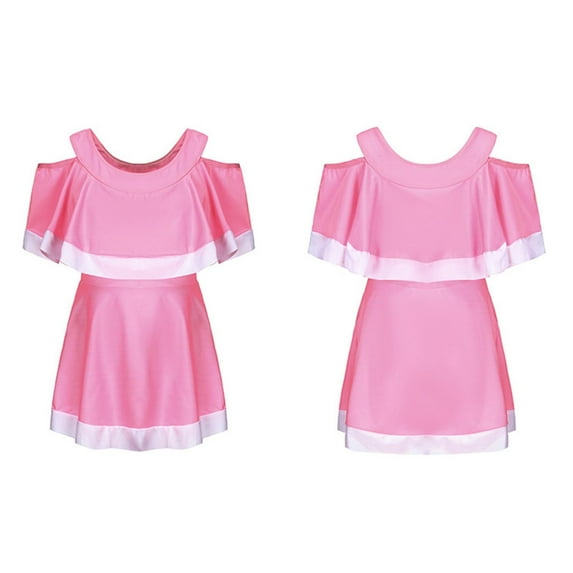 ZACPNCV Girls One Piece Swimsuits Off Shoulder Bathing Suit for Kids Hawaiian Swimwear Pink 7-9 Years