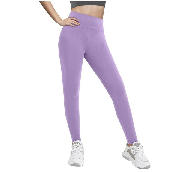 ZACPNCV Girls Running Pants High Waisted Elastic Compression Yoga Leggings for Toddler Kids Teen Dance Workout Solid Color Yoga Pants Purple 12-13 Years