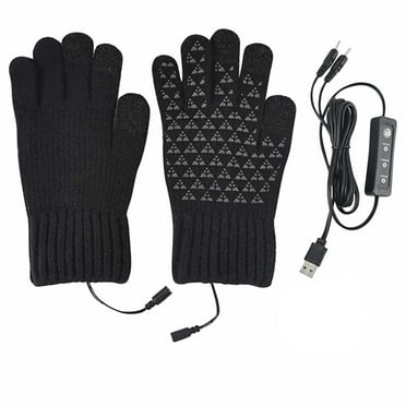 Meresysid Heated Gloves for Winter Solid Color Gloves Heated And Warm Gloves All Finger Adjustable Temperature Heating Gloves Removable And Washable Black
