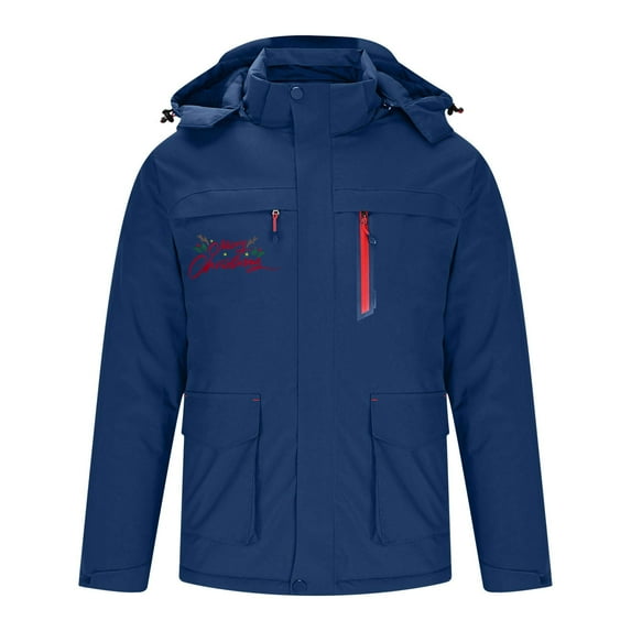 ZACPNCV Heated Jacket for Men Women With Multiple Pockets Hood Winter Heated Hoodie Windproof Coat Blue