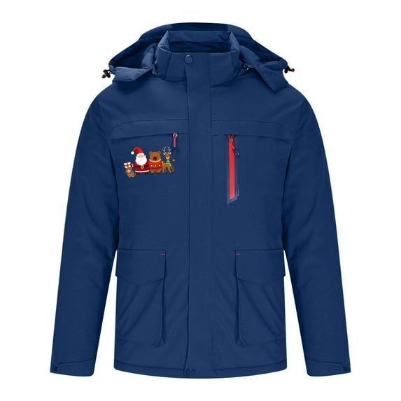 ZACPNCV Heated Jacket for Men Women With Multiple Pockets Hood Winter Heated Hoodie Windproof Coat Blue