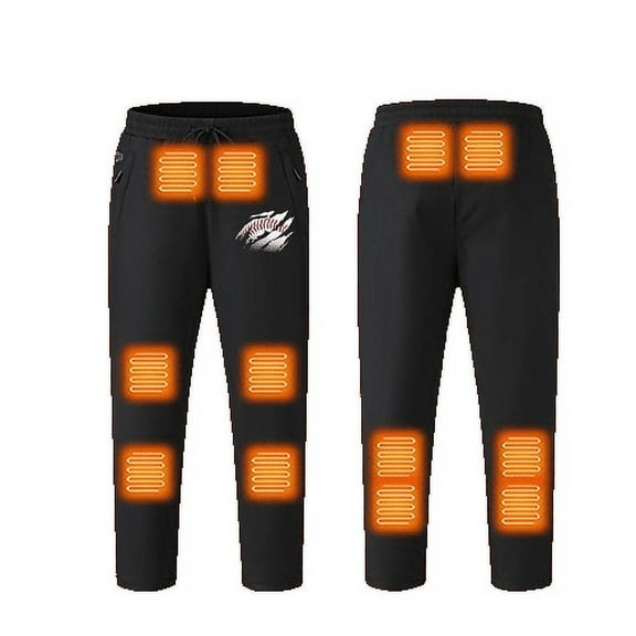 ZACPNCV Heated Pants for Men's Single Control 3 Ares Solid Color Intelligent Heating USB Charging Pants Black