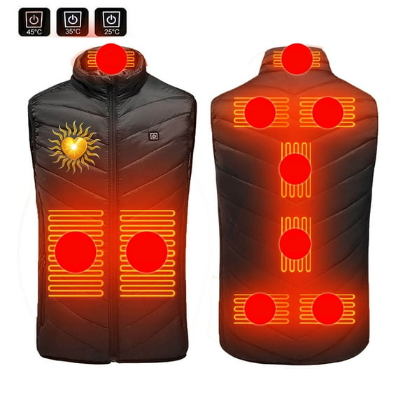 ZACPNCV Heated Vest for Men And Women Plus Size Heated Coat 9 Heating Heated Jacket Winter Heating Coat Black