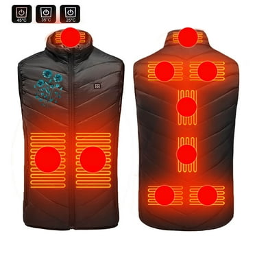 ZACPNCV Heated Vest for Men And Women Plus Size Heated Coat 9 Heating Heated Jacket Winter Heating Coat Black
