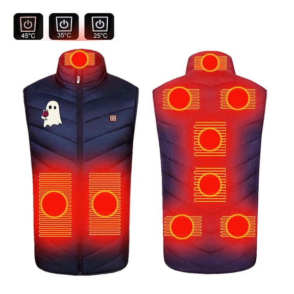 ZACPNCV Heated Vest for Men And Women Plus Size Heated Coat 9 Heating Heated Jacket Winter Heating Coat Navy