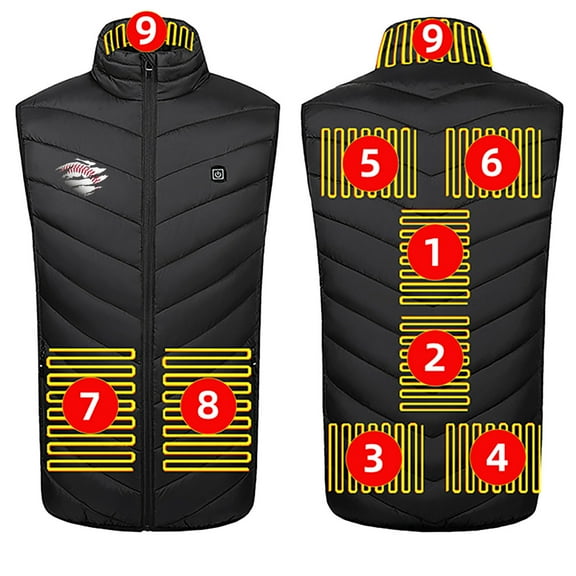 ZACPNCV Heated Vest for Unisex Zipper Single Control 2 Heating Cotton Jacket Heated USB Charging Version Black