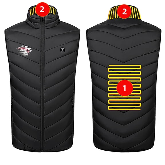 ZACPNCV Heated Vest for Unisex Zipper Single Control 2 Heating Cotton Jacket Heated USB Charging Version Black