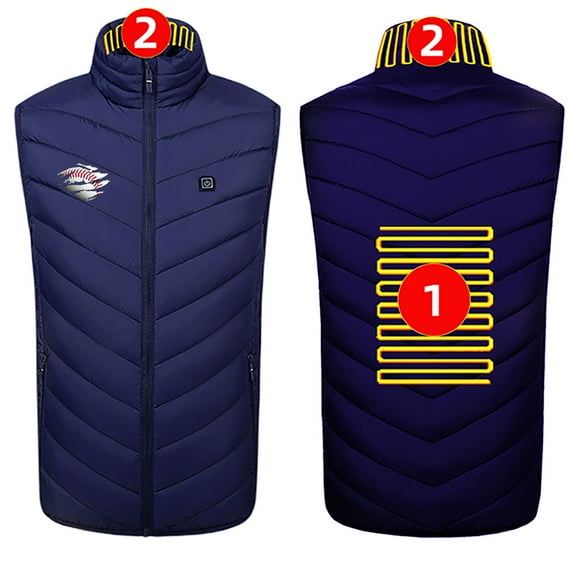 ZACPNCV Heated Vest for Unisex Zipper Single Control 2 Heating Cotton Jacket Heated USB Charging Version Blue