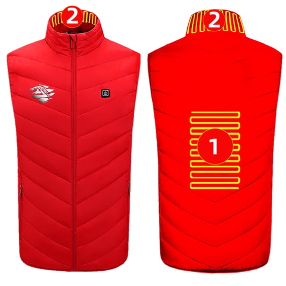 ZACPNCV Heated Vest for Unisex Zipper Single Control 2 Heating Cotton Jacket Heated USB Charging Version Red