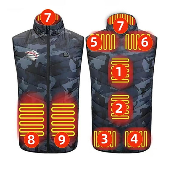 ZACPNCV Heated Vest for Unisex Zipper Single Control 4 Heating Cotton Jacket Heated USB Charging Version Camouflage