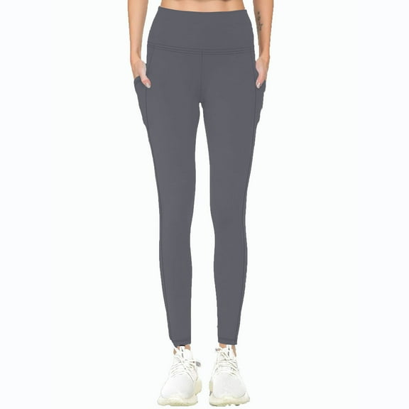 ZACPNCV High Waisted Yoga Pants Leggings for Ladies Solid Color Pants with Pocket Black