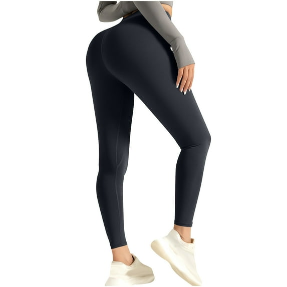 ZACPNCV High Waisted Yoga Pants Leggings for Women Solid Color Workout Athletic Yoga Pants Black