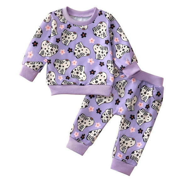 Meresysid Infant Baby Halloween Holiday Style Cute Little Ghost Print Sweatshirt Suit For Boys And Girls