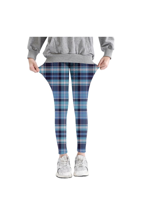 Infant Kids Toddler Girls Lattice Printed Pants High Waist Stretchy Soft Tights Kids Summer Leggings For School Wearing Blue