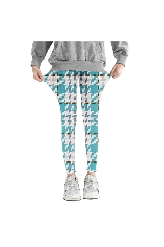 Infant Kids Toddler Girls Lattice Printed Pants High Waist Stretchy Soft Tights Kids Summer Leggings For School Wearing Blue