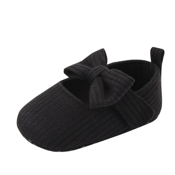 ZACPNCV Infant Newborn Shoes Summer Cute Knitted Bow Wool Shoes Non-slip Baby Walking Shoes Black 6-9 Months