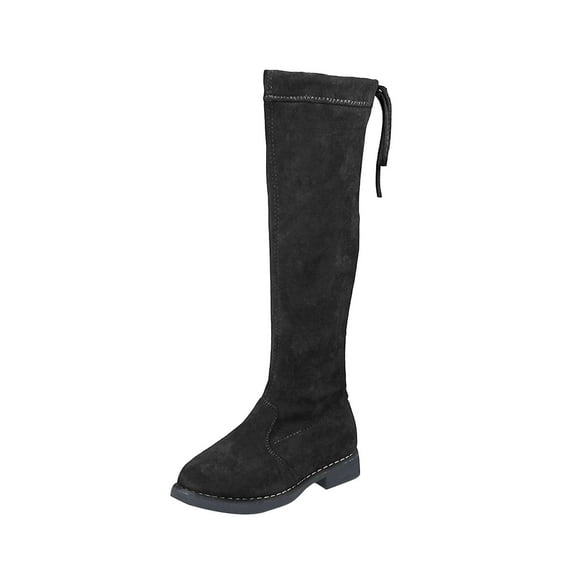 Meresysid Infant Toddler Girls Shoes Fall and Winter New Mid Size Children's High Top Girls' Princess Over Knee Long Boots Cotton Boots Black 4 Years