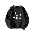 thumbnail image 1 of Meresysid Infant Toddler Kids Long Sleeve Hoodless Sweatshirts Printed Fleece Hoodie For Girls Winter Round Neck Children Clothing Base Shirt Black, 1 of 4