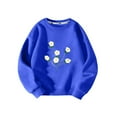 thumbnail image 1 of Meresysid Infant Toddler Kids Long Sleeve Hoodless Sweatshirts Printed Fleece Hoodie For Girls Winter Round Neck Children Clothing Base Shirt Blue, 1 of 4