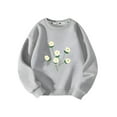 thumbnail image 1 of Meresysid Infant Toddler Kids Long Sleeve Hoodless Sweatshirts Printed Fleece Hoodie For Girls Winter Round Neck Children Clothing Base Shirt Gray, 1 of 4