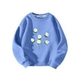 thumbnail image 1 of Meresysid Infant Toddler Kids Long Sleeve Hoodless Sweatshirts Printed Fleece Hoodie For Girls Winter Round Neck Children Clothing Base Shirt Light Blue, 1 of 4