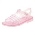 thumbnail image 1 of ZACPNCV Jelly Shoes for Toddler Girls Summer Beach Retro Jellies Sandals T-Strap Slingback Kids Glitter Open Toe Princess Dress Flat Pink 1.5-2 Years, 1 of 7