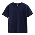 thumbnail image 1 of ZACPNCV Kid T-shirt Short Sleeve Cotton Crewneck Solid Color Blouse Casual Summer Tops Navy 2-3 Years, 1 of 5