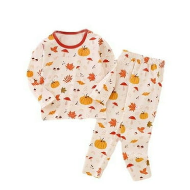 ZACPNCV Kids Boys Girls Thermal Underwear Set Fall Winter Warm Base Layer Long Johns 2 Piece Outfits Orange