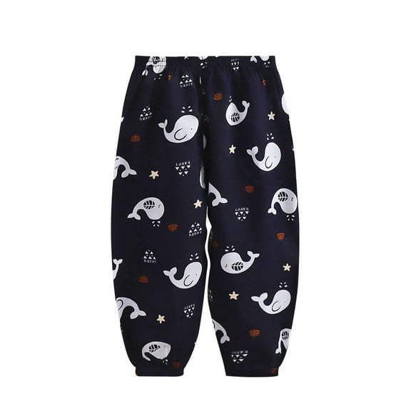 ZACPNCV Kids Breathable Quick Dry Cropped Pants Unisex Loose Non Mosquito Trousers Cartoon Printed Little Boys Girls Summer Clothes Dark Blue 2-3 Years